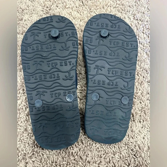 Boys Dinosaur Food Graphic Flip Flops Sandals Blue Size 1/2 - Picture 2 of 4